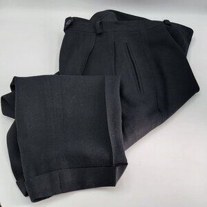 Vgt Wool Black High-Waist Pleated Trousers For Women - Classic Tailored Fit With